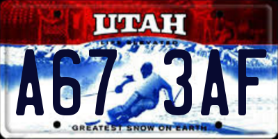 UT license plate A673AF