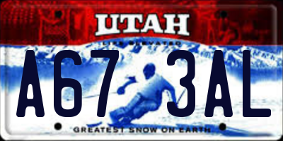 UT license plate A673AL
