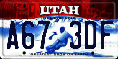 UT license plate A673DF