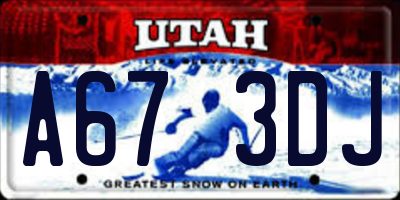 UT license plate A673DJ