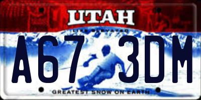 UT license plate A673DM