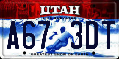 UT license plate A673DT