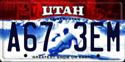 UT license plate A673EM