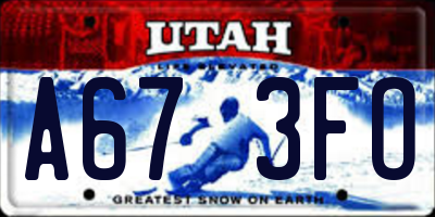 UT license plate A673FO