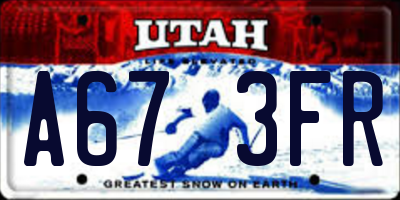 UT license plate A673FR