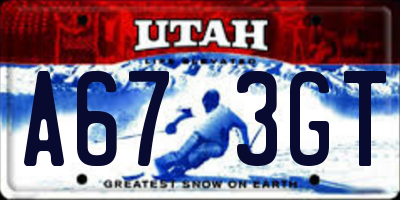 UT license plate A673GT