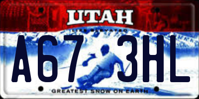 UT license plate A673HL