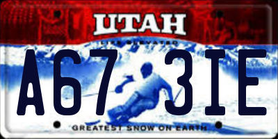 UT license plate A673IE