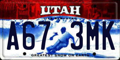 UT license plate A673MK