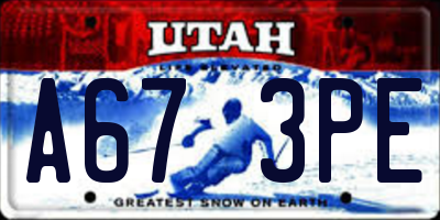 UT license plate A673PE