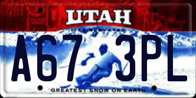 UT license plate A673PL