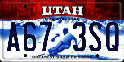 UT license plate A673SQ