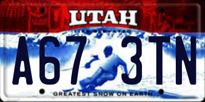 UT license plate A673TN