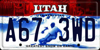UT license plate A673WD