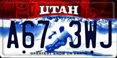 UT license plate A673WJ