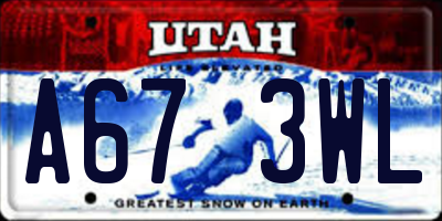 UT license plate A673WL