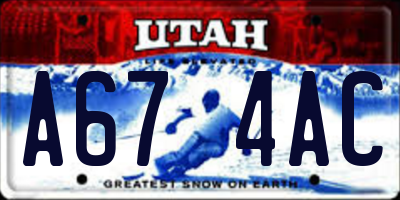 UT license plate A674AC