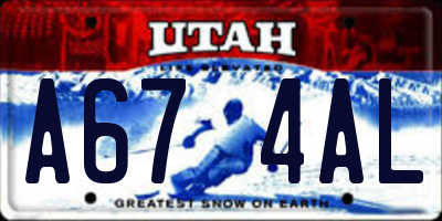UT license plate A674AL