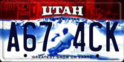 UT license plate A674CK