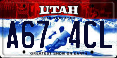 UT license plate A674CL