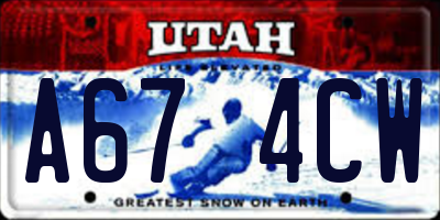 UT license plate A674CW