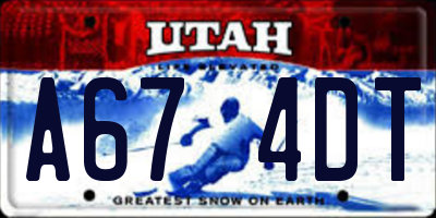 UT license plate A674DT