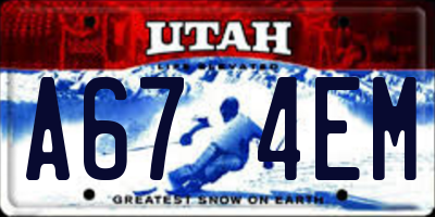 UT license plate A674EM