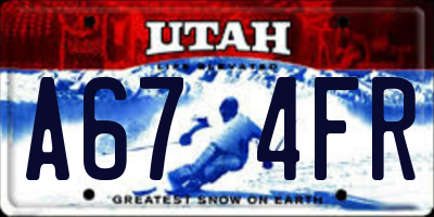 UT license plate A674FR