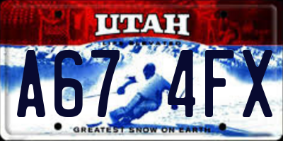 UT license plate A674FX