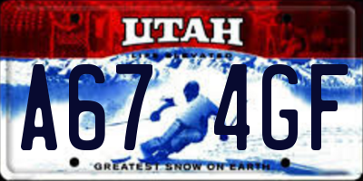 UT license plate A674GF