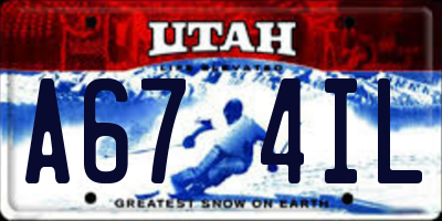 UT license plate A674IL