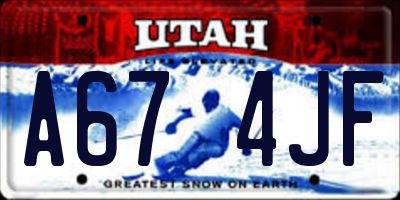 UT license plate A674JF