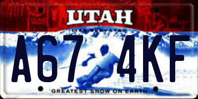 UT license plate A674KF