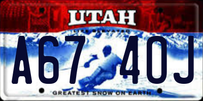 UT license plate A674OJ