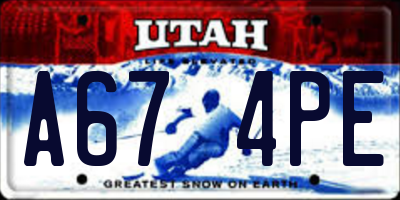 UT license plate A674PE