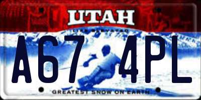 UT license plate A674PL