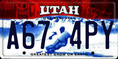 UT license plate A674PY