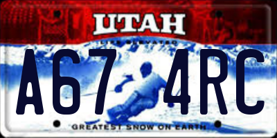 UT license plate A674RC