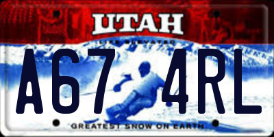 UT license plate A674RL