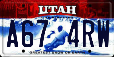 UT license plate A674RW