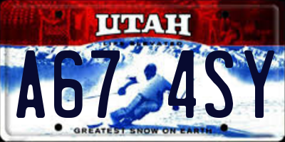 UT license plate A674SY