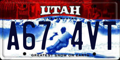 UT license plate A674VT