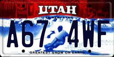 UT license plate A674WF