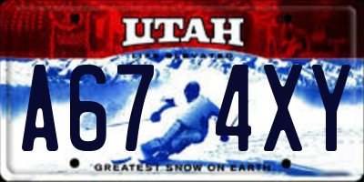 UT license plate A674XY