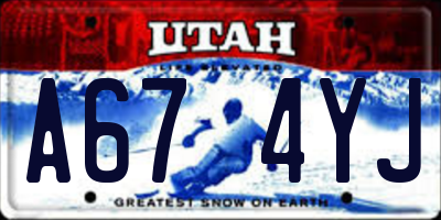 UT license plate A674YJ