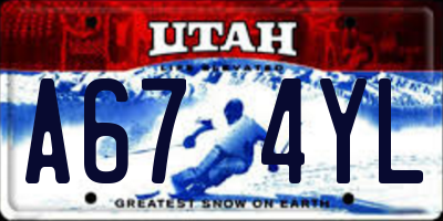 UT license plate A674YL