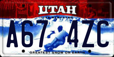 UT license plate A674ZC