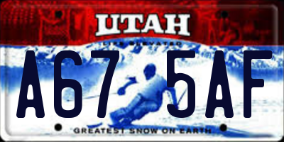 UT license plate A675AF