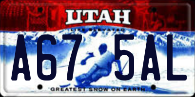 UT license plate A675AL