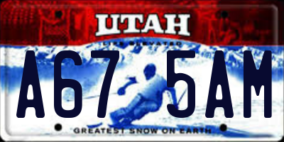 UT license plate A675AM